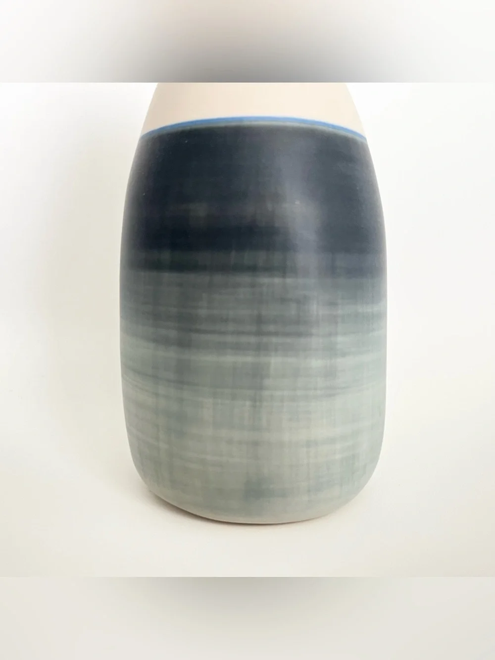 Ceramic Pottery Vase Jug from Thailand Denim Blue Minimalist Beachy Coastal